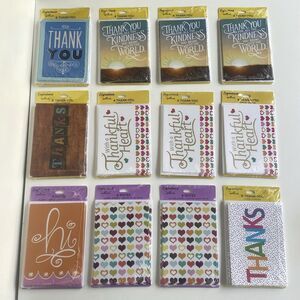 12 Pack/56 Cards Hallmark Expressions Thank-You Note Cards Hearts Bundle NEW